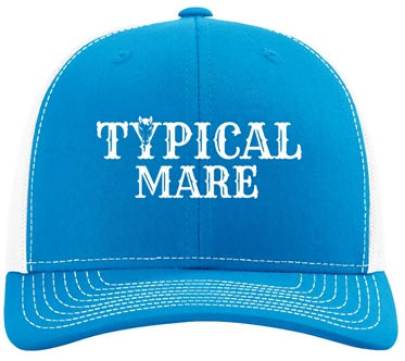 Embroidered Richardson Trucker Hat Turquoise and White