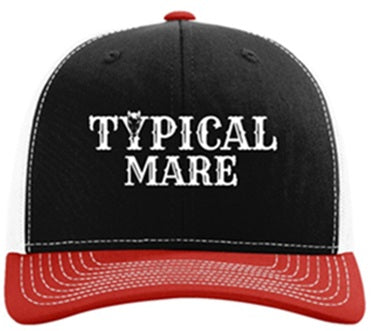 Embroidered Richardson Trucker Hat Black, Red and White