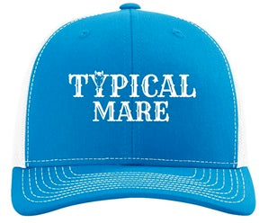 Embroidered Richardson Trucker Hat Turquoise and White