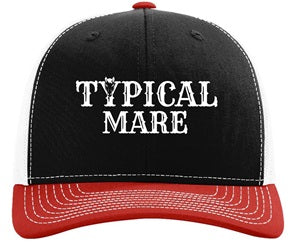 Embroidered Richardson Trucker Hat Black, Red and White